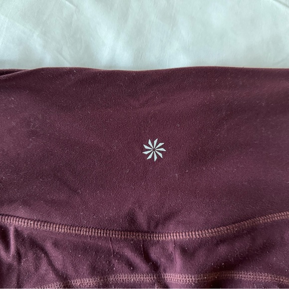 Athleta High Rise Peekaboo Tight 7/8 Length Leggings Maroon Powervita - Picture 5 of 6